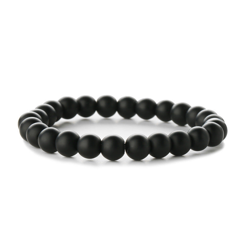 Matte Black Onyx Beaded Stretch Bracelet – 8mm