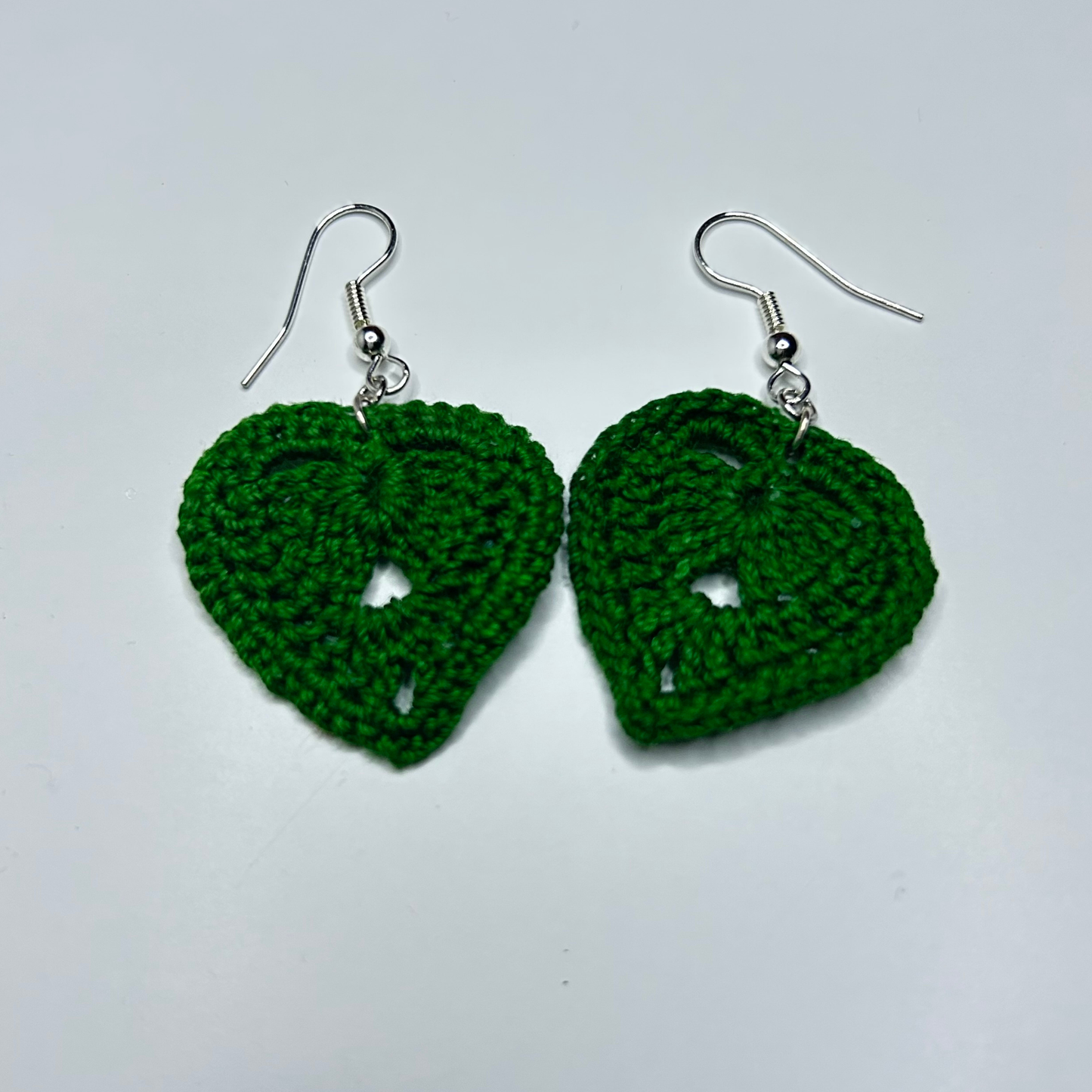 Brown Crochet Heart Drop Earrings