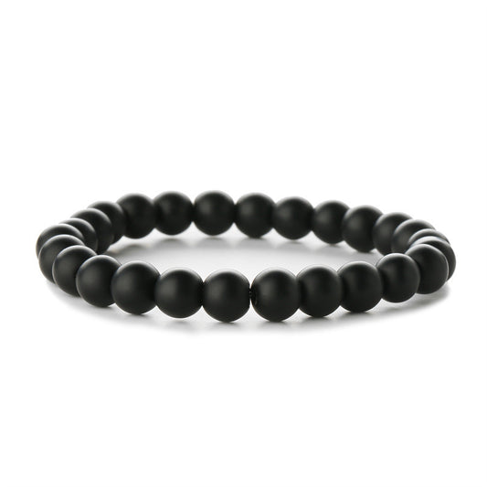 Matte Black Onyx Beaded Stretch Bracelet – 8mm