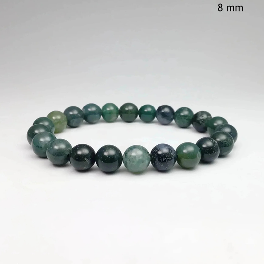 Moss Agate Beaded Stretch Bracelet – 8mm