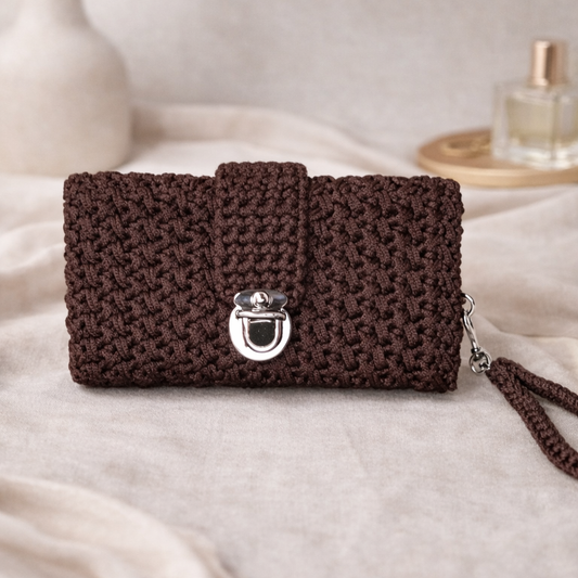 Purple Crochet Wristlet Clutch Purse