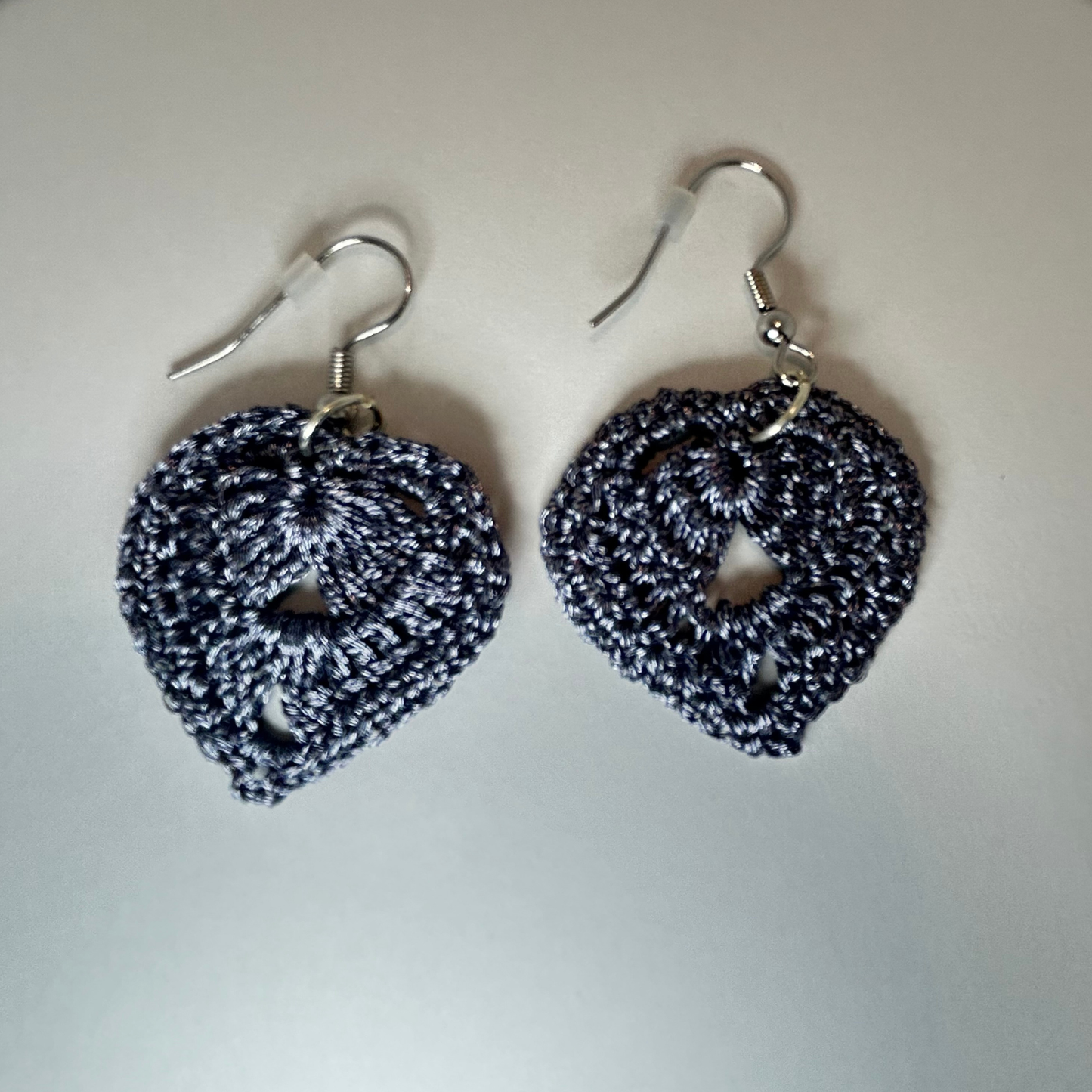 Brown Crochet Heart Drop Earrings